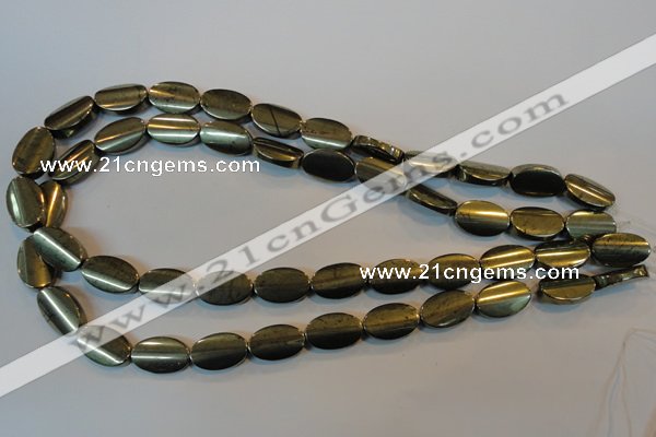 CPY334 15.5 inches 10*16mm twisted oval pyrite gemstone beads