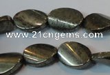 CPY335 15.5 inches 13*18mm twisted oval pyrite gemstone beads