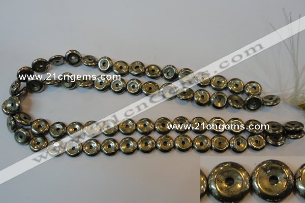 CPY336 15.5 inches 12mm donut pyrite gemstone beads wholesale