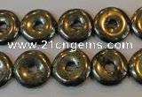 CPY337 15.5 inches 14mm donut pyrite gemstone beads wholesale