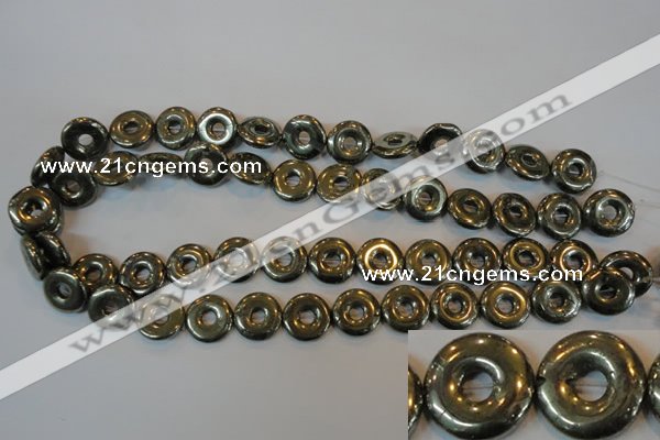 CPY338 15.5 inches 16mm donut pyrite gemstone beads wholesale