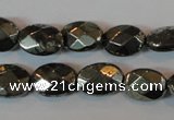 CPY343 15.5 inches 10*14mm faceted oval pyrite gemstone beads wholesale