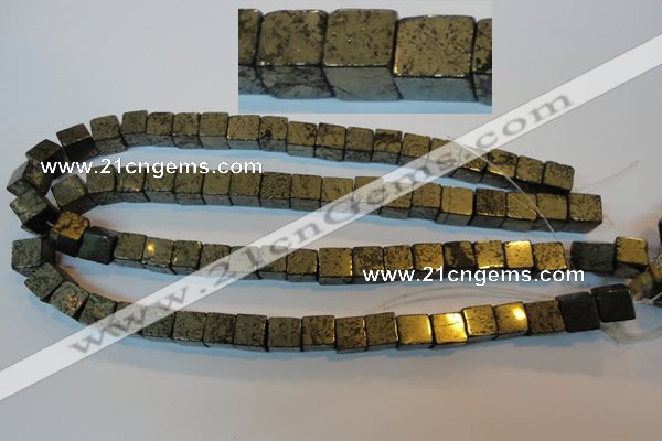 CPY353 15.5 inches 10*10mm cube pyrite gemstone beads wholesale