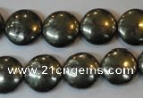 CPY36 16 inches 14mm coin pyrite gemstone beads wholesale