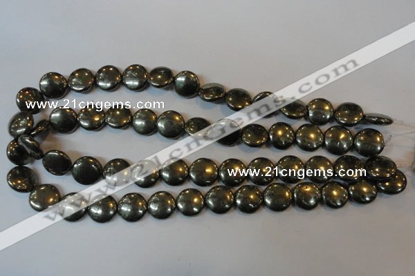 CPY36 16 inches 14mm coin pyrite gemstone beads wholesale