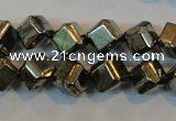 CPY361 15.5 inches 6*6mm faceted cube pyrite gemstone beads