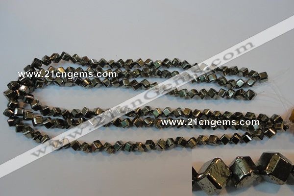 CPY361 15.5 inches 6*6mm faceted cube pyrite gemstone beads