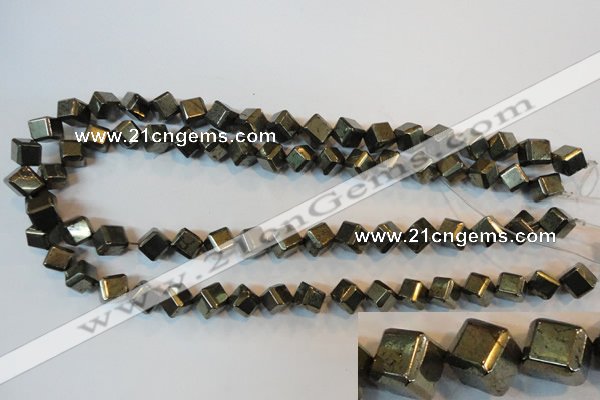 CPY362 15.5 inches 8*8mm faceted cube pyrite gemstone beads