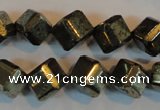 CPY363 15.5 inches 10*10mm faceted cube pyrite gemstone beads