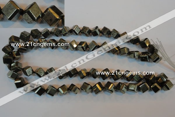 CPY363 15.5 inches 10*10mm faceted cube pyrite gemstone beads