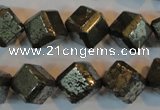 CPY364 15.5 inches 12*12mm faceted cube pyrite gemstone beads