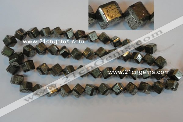 CPY364 15.5 inches 12*12mm faceted cube pyrite gemstone beads