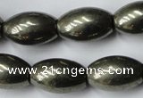 CPY367 15.5 inches 10*16mm rice pyrite gemstone beads wholesale