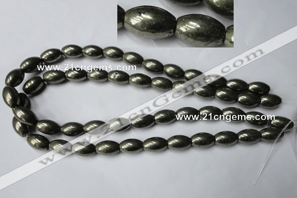 CPY367 15.5 inches 10*16mm rice pyrite gemstone beads wholesale