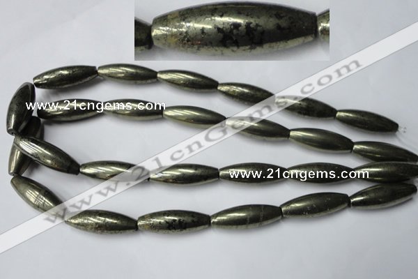 CPY368 15.5 inches 10*30mm rice pyrite gemstone beads wholesale