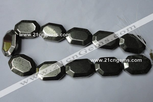 CPY370 15.5 inches 25*35mm octagonal pyrite gemstone beads wholesale