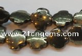 CPY373 15 inches 12*12mm cross pyrite gemstone beads