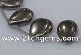 CPY384 Top drilled 12*16mm flat teardrop pyrite gemstone beads
