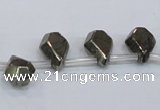 CPY388 Top drilled 9*11mm - 10*14mm faceted flat teardrop pyrite beads