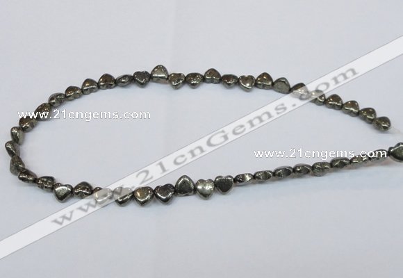 CPY390 Top drilled 8*8mm heart pyrite gemstone beads