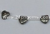 CPY391 Top drilled 8*8mm heart pyrite gemstone beads wholesale