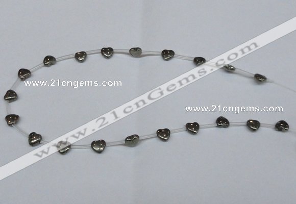 CPY391 Top drilled 8*8mm heart pyrite gemstone beads wholesale