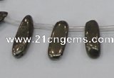 CPY396 Top drilled 5*15mm - 7*25mm sticks pyrite gemstone beads