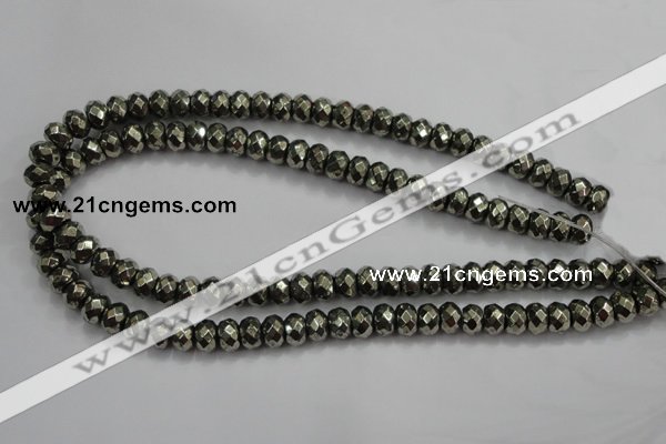 CPY40 16 inches 4*8mm faceted rondelle pyrite gemstone beads wholesale