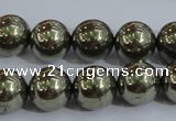 CPY405 15.5 inches 12mm round pyrite gemstone beads wholesale