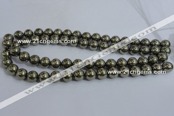 CPY405 15.5 inches 12mm round pyrite gemstone beads wholesale