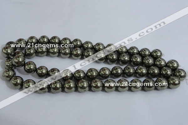 CPY406 15.5 inches 14mm round pyrite gemstone beads wholesale