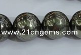 CPY408 15.5 inches 18mm round pyrite gemstone beads wholesale