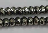 CPY41 16 inches 5*10mm faceted rondelle pyrite gemstone beads wholesale