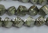 CPY411 15.5 inches 10*10mm faceted cube pyrite gemstone beads