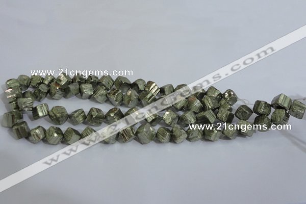 CPY411 15.5 inches 10*10mm faceted cube pyrite gemstone beads