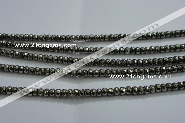 CPY426 15.5 inches 2*3mm faceted rondelle pyrite gemstone beads