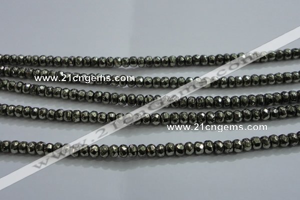 CPY427 15.5 inches 2.5*4mm faceted rondelle pyrite gemstone beads