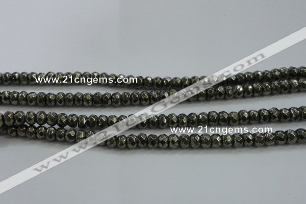 CPY428 15.5 inches 4*6mm faceted rondelle pyrite gemstone beads