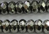 CPY430 15.5 inches 6*10mm faceted rondelle pyrite gemstone beads