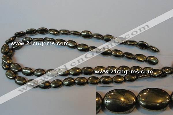 CPY44 16 inches 10*14mm oval pyrite gemstone beads wholesale