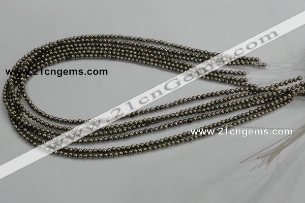 CPY45 16 inches 4mm round pyrite gemstone beads wholesale