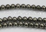 CPY46 16 inches 6mm round pyrite gemstone beads wholesale