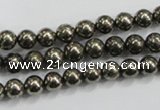 CPY47 16 inches 8mm round pyrite gemstone beads wholesale