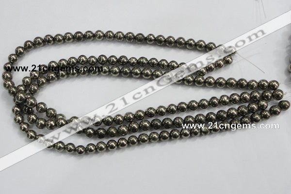 CPY47 16 inches 8mm round pyrite gemstone beads wholesale