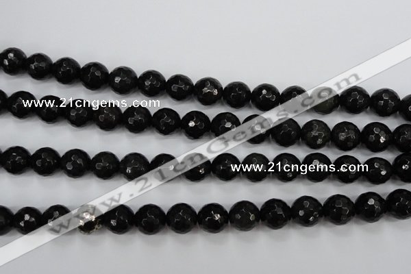 CPY503 15.5 inches 10mm faceted round natural chalcopyrite beads