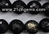 CPY504 15.5 inches 12mm faceted round natural chalcopyrite beads