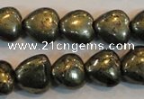 CPY51 16 inches 10*10mm heart pyrite gemstone beads wholesale