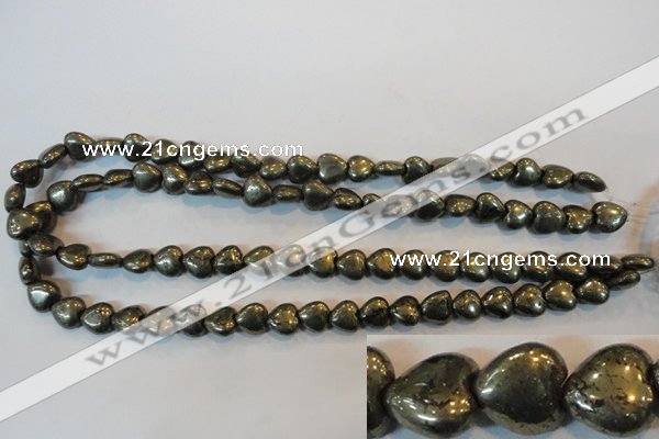 CPY51 16 inches 10*10mm heart pyrite gemstone beads wholesale