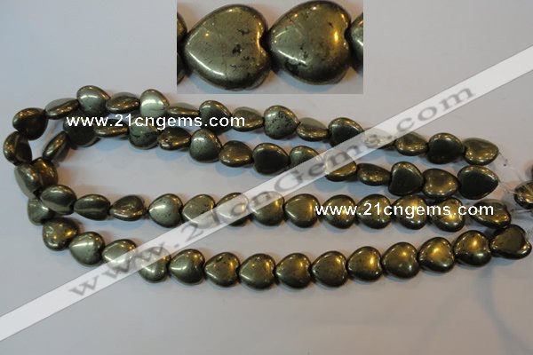 CPY53 16 inches 14*14mm heart pyrite gemstone beads wholesale