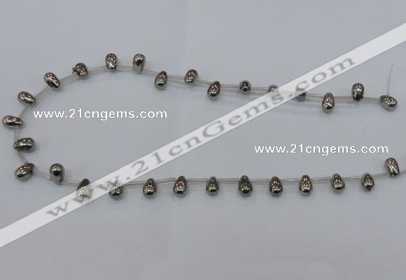 CPY550 Top drilled 6*9mm teardrop pyrite gemstone beads